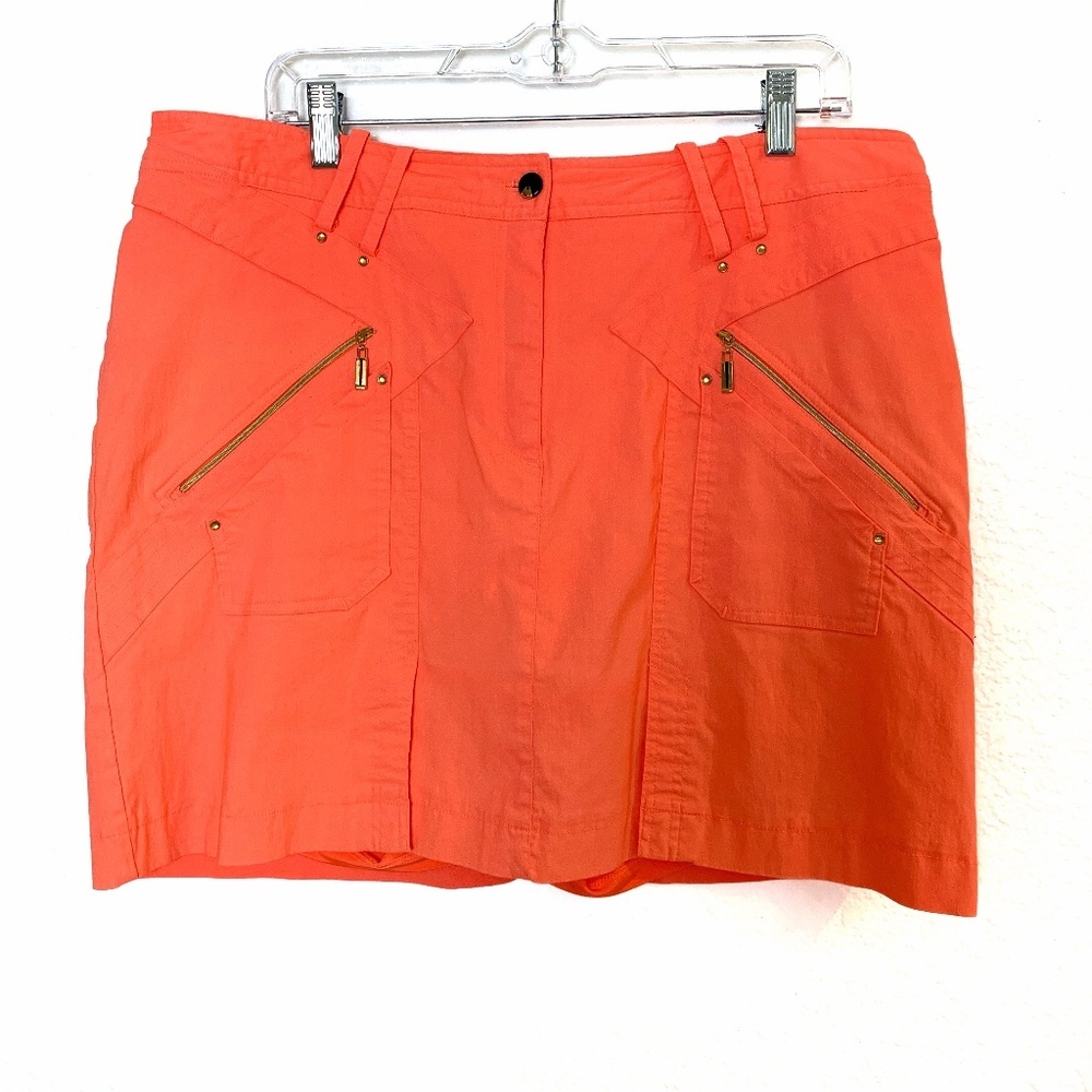 JAMIE SADOCK Skort Size 16 Golf Tennis Pickleball Neon Orange Zipper Pockets